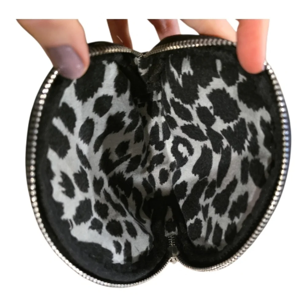 Betsey Johnson Sequined Rose Cosmetic Bag Set of 2 Black Floral Zip Closures